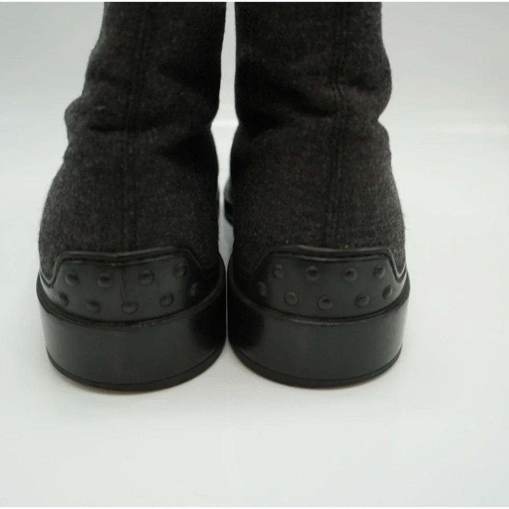 Tods Mens Charcoal Grey Wool Chukka Boots Leather Lined Made in Italy Size 39.5